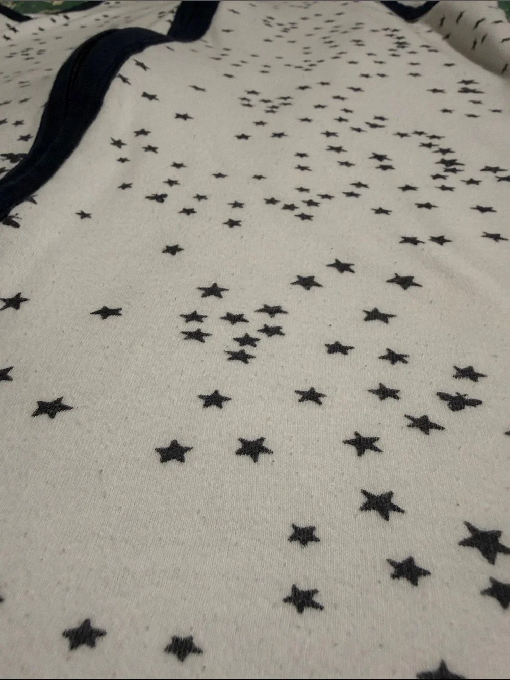 Burt’s Bees White Star-Print Kids Pajama Sack with Navy Trim .5tog
